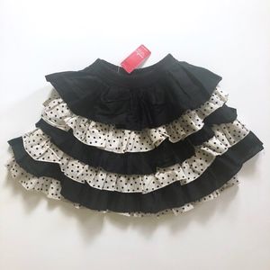 NWT Girls One Kid Black Ivory Polka Dot Skirt 3T